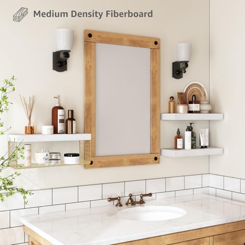 Wall Mounted Floating Shelves 16 inch Set of 3 Rustic Brown L72933