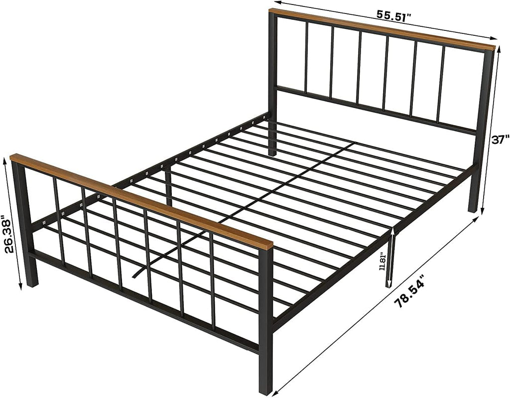 Metal Platform Bed Frame with Headboard and Footboard Full Z9283