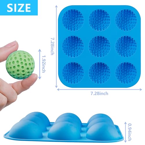 9-Cavity 3D Golf Ball Silicone Molds with Lid F158120