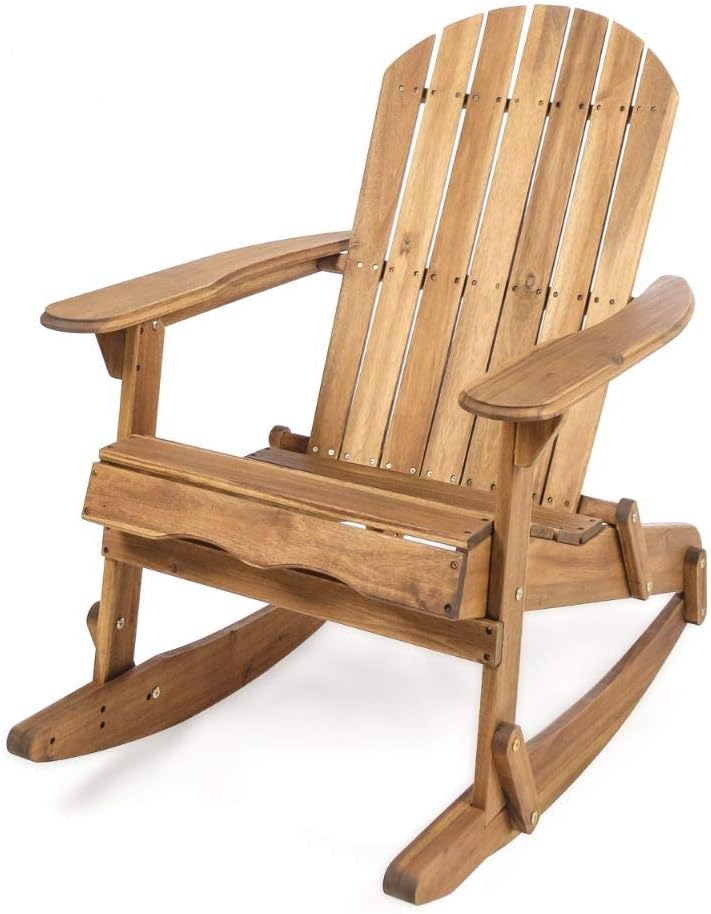 Natural Stained Acacia Wood Adirondack Rocking Chair X46175