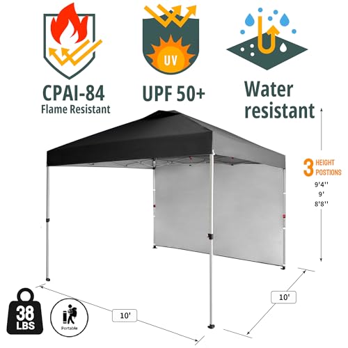 10x10 Pop Up Canopy with 1 Side Wall White A94317