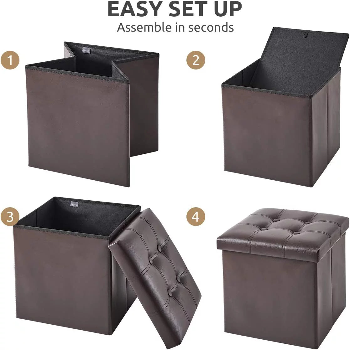 15 inches Folding Storage Ottoman Bench with 55L Storage Space R68322