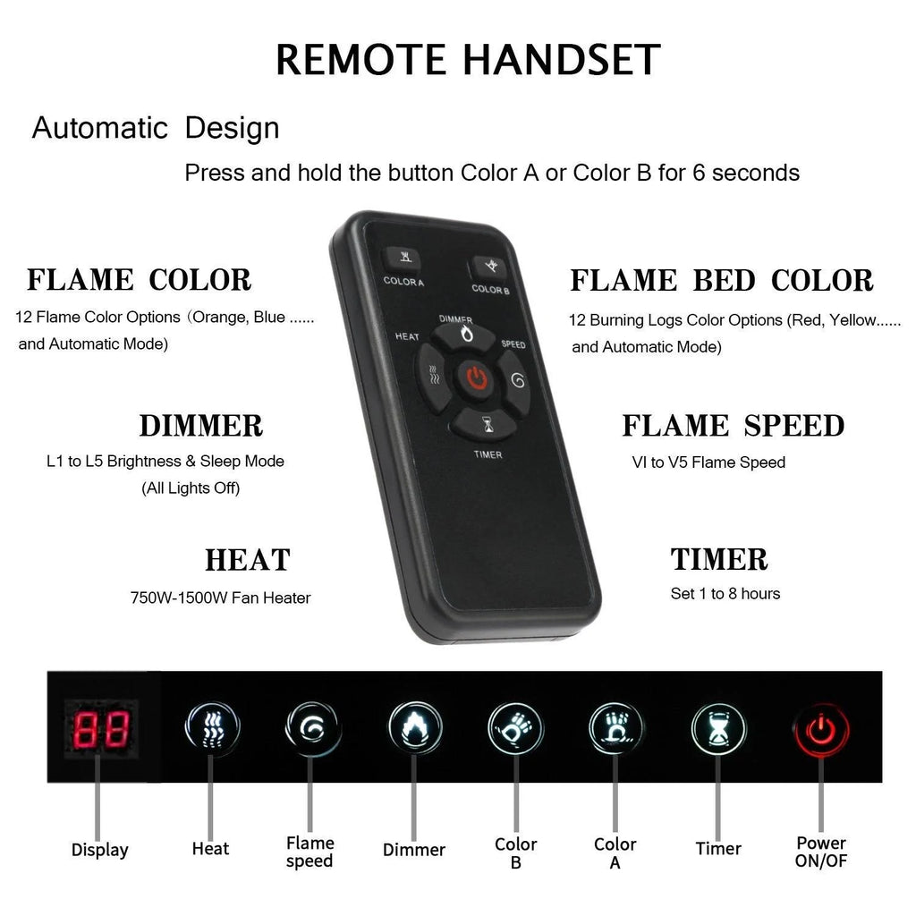 42-Inch Wall-Mounted Electric Fireplace Insert, Black Y3421