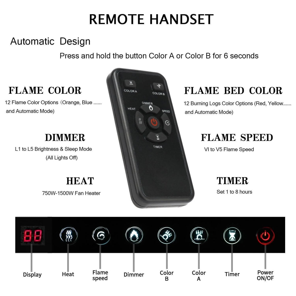 42-Inch Wall-Mounted Electric Fireplace Insert, Black Y3421