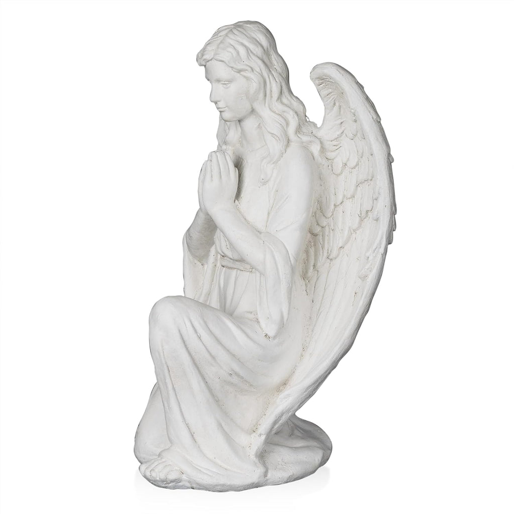White Kneeling Praying Angel Statue X16018