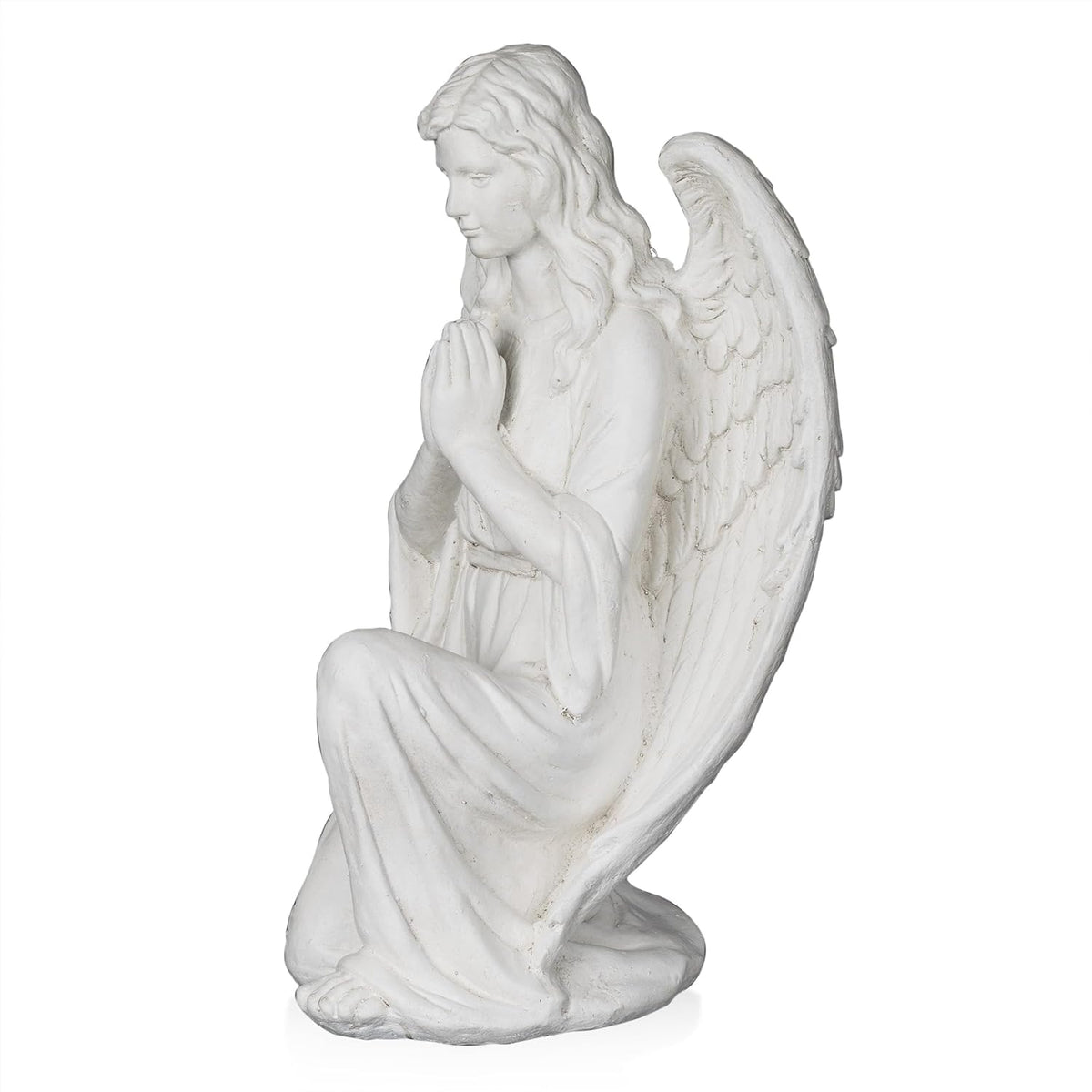 White Kneeling Praying Angel Statue X16018