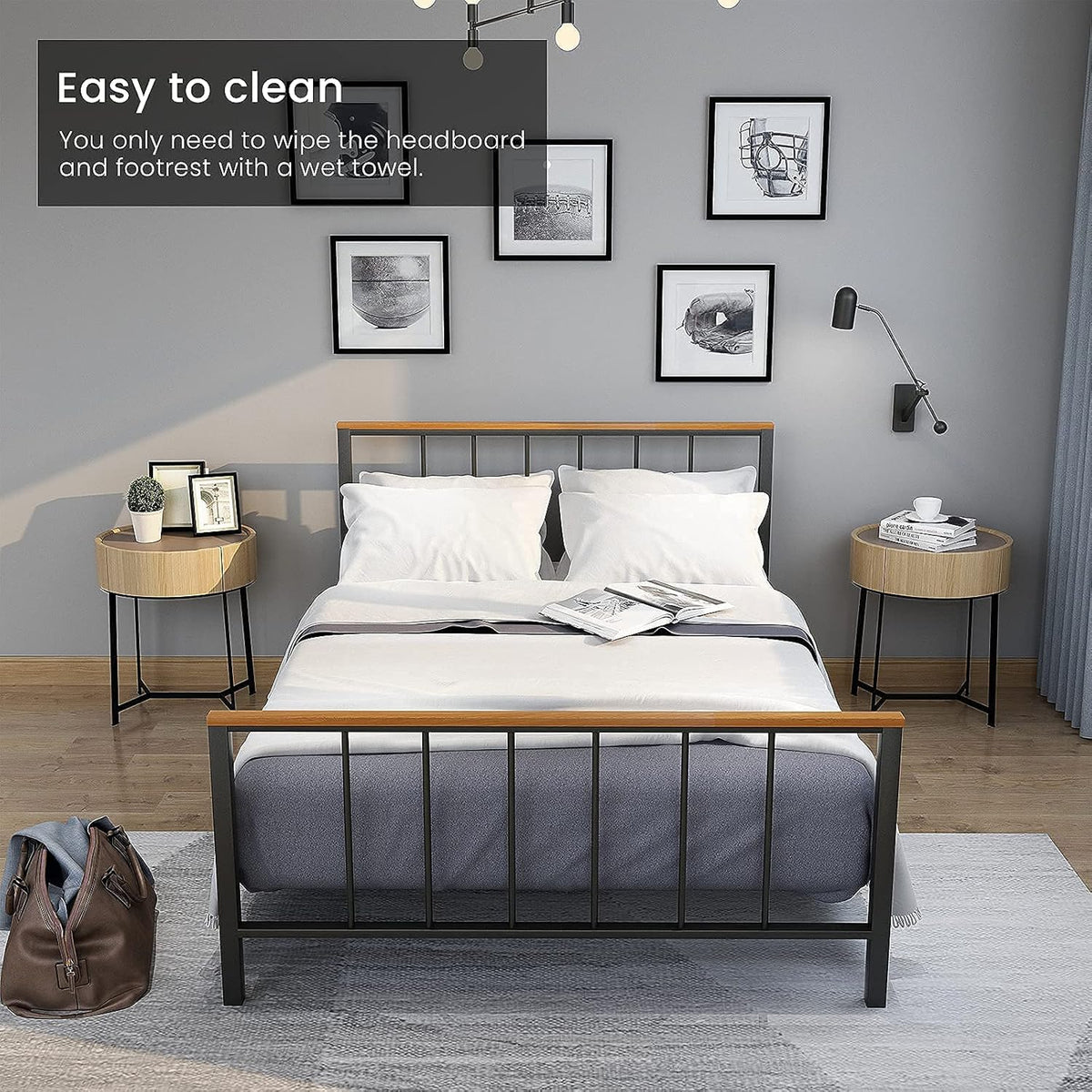 Metal Platform Bed Frame with Headboard and Footboard Full Z9283