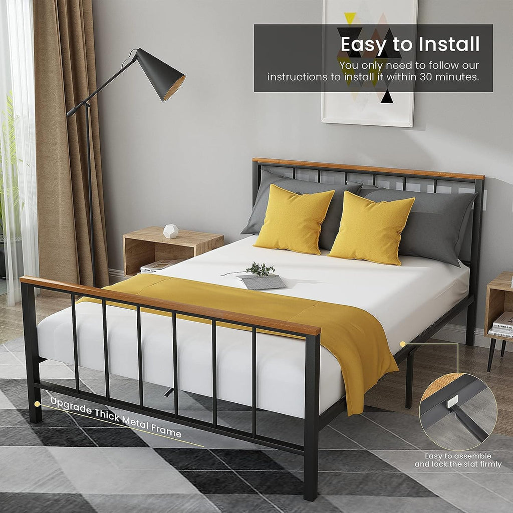 Metal Platform Bed Frame with Headboard and Footboard Full Z9283