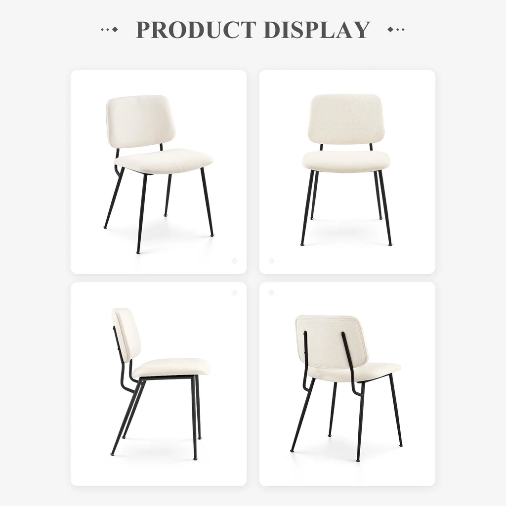 Cream Fabric Upholstered Dining Chairs Set of 6 C243