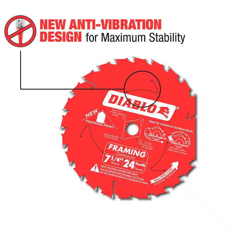 7-1/4 in. 24-Tooth Framing Circular Saw Blade 2-Pack W381064