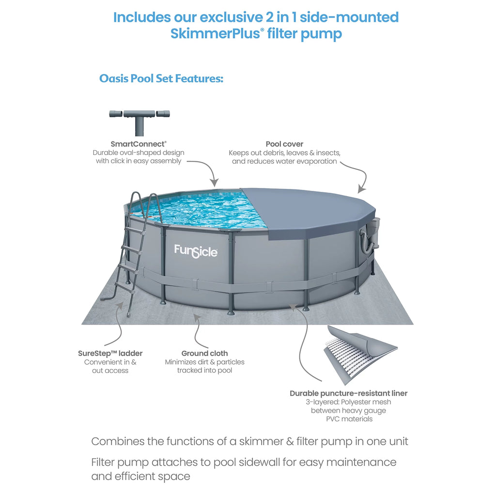 16 ft Round Above Ground Swimming Frame Pool Z21937