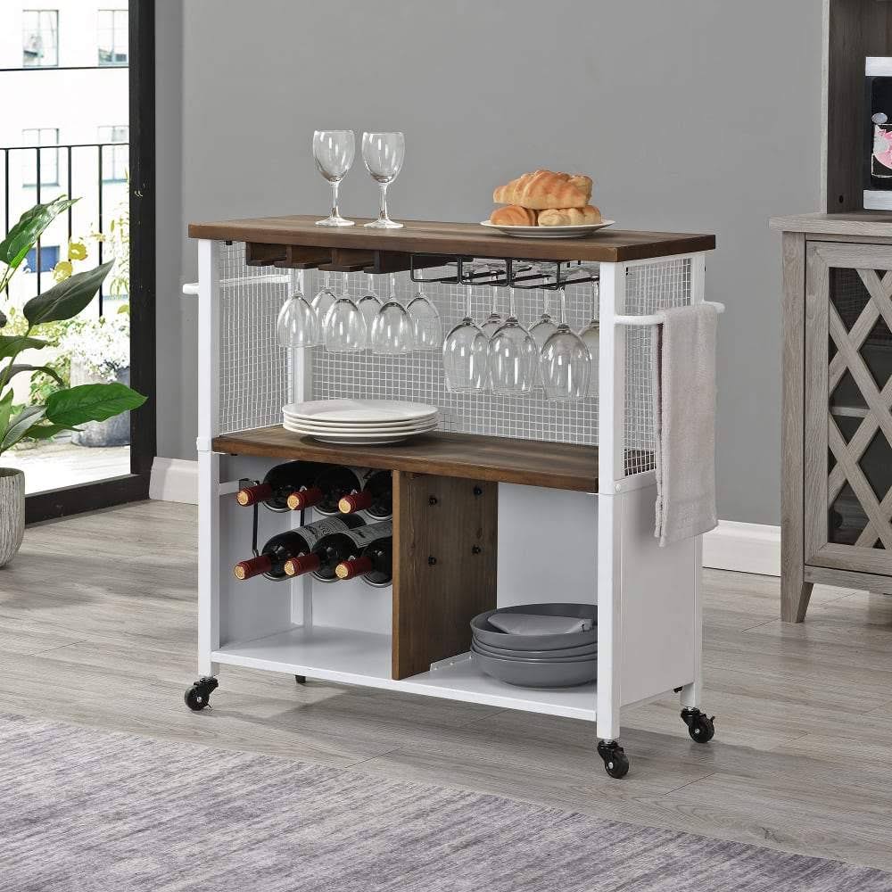 White Farmhouse Kitchen Cart X95097