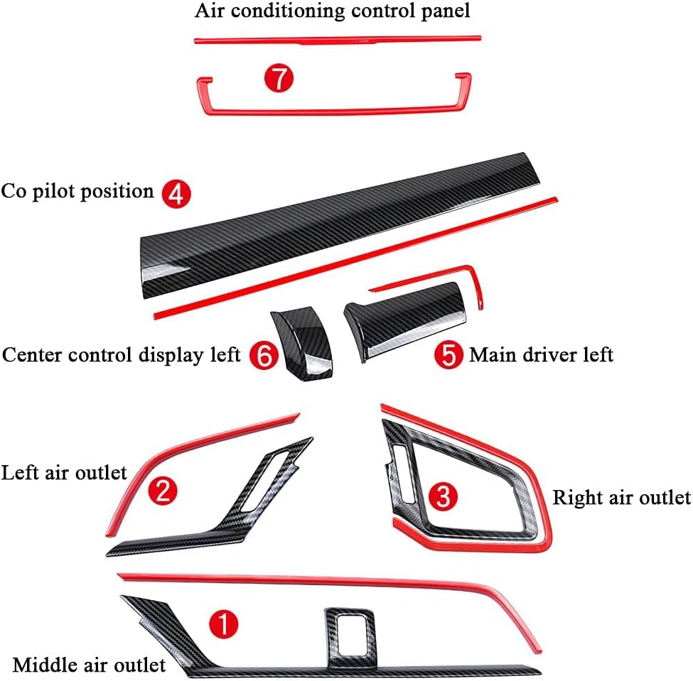 Carbon Fibre ABS Air Conditioning Outlet and Panel Instrument Panel for 10th Gen Honda Civic 2016 2017 2018 2019 2020 2021 W47035