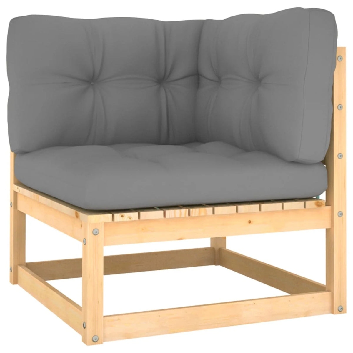 11 Piece Patio Lounge Set with Gray Cushion Pinewood Sectional Outdoor Furniture Set I407615