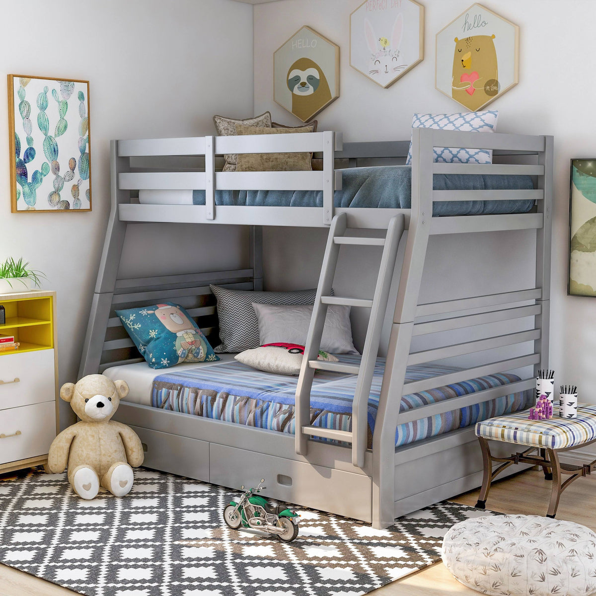 Dark Walnut Solid Wood Bunk Bed Set Z135
