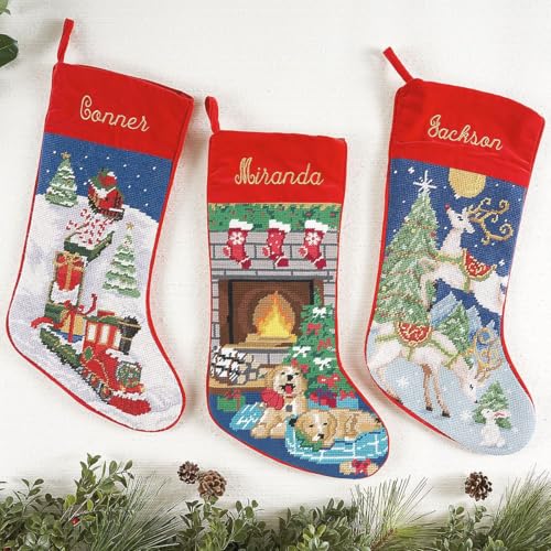 100% Wool Needlepoint Christmas Stocking I84370