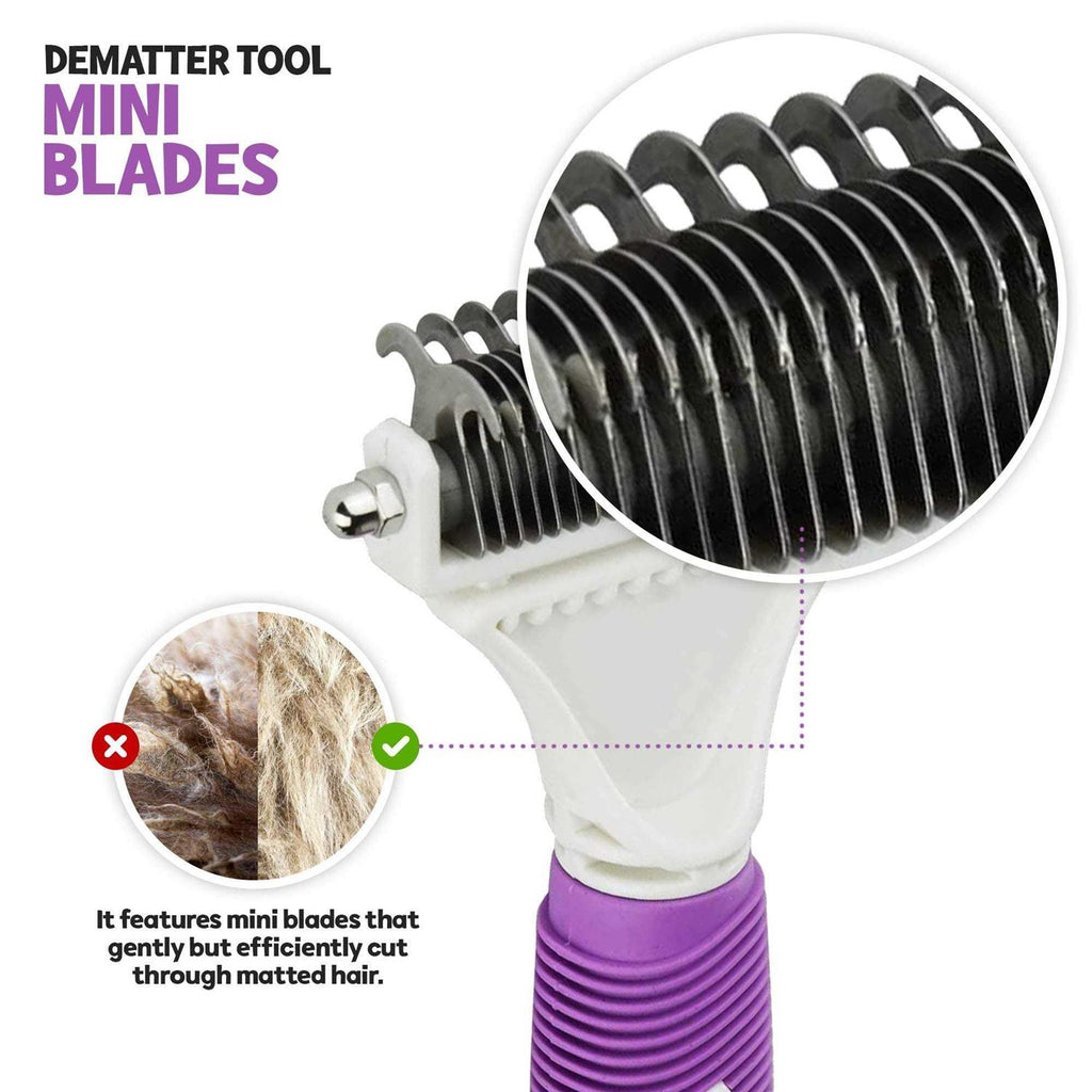 Poodle Pet Dematting Comb for Dogs Handheld Undercoat Dematter Rake Grooming Tool for Long or Short Hair B43946