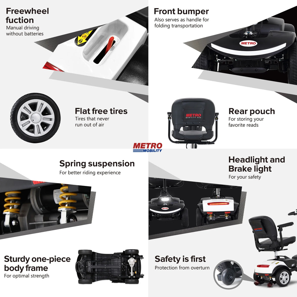 Lightweight Folding 4-Wheel Mobility Scooter with Side Bag F9781
