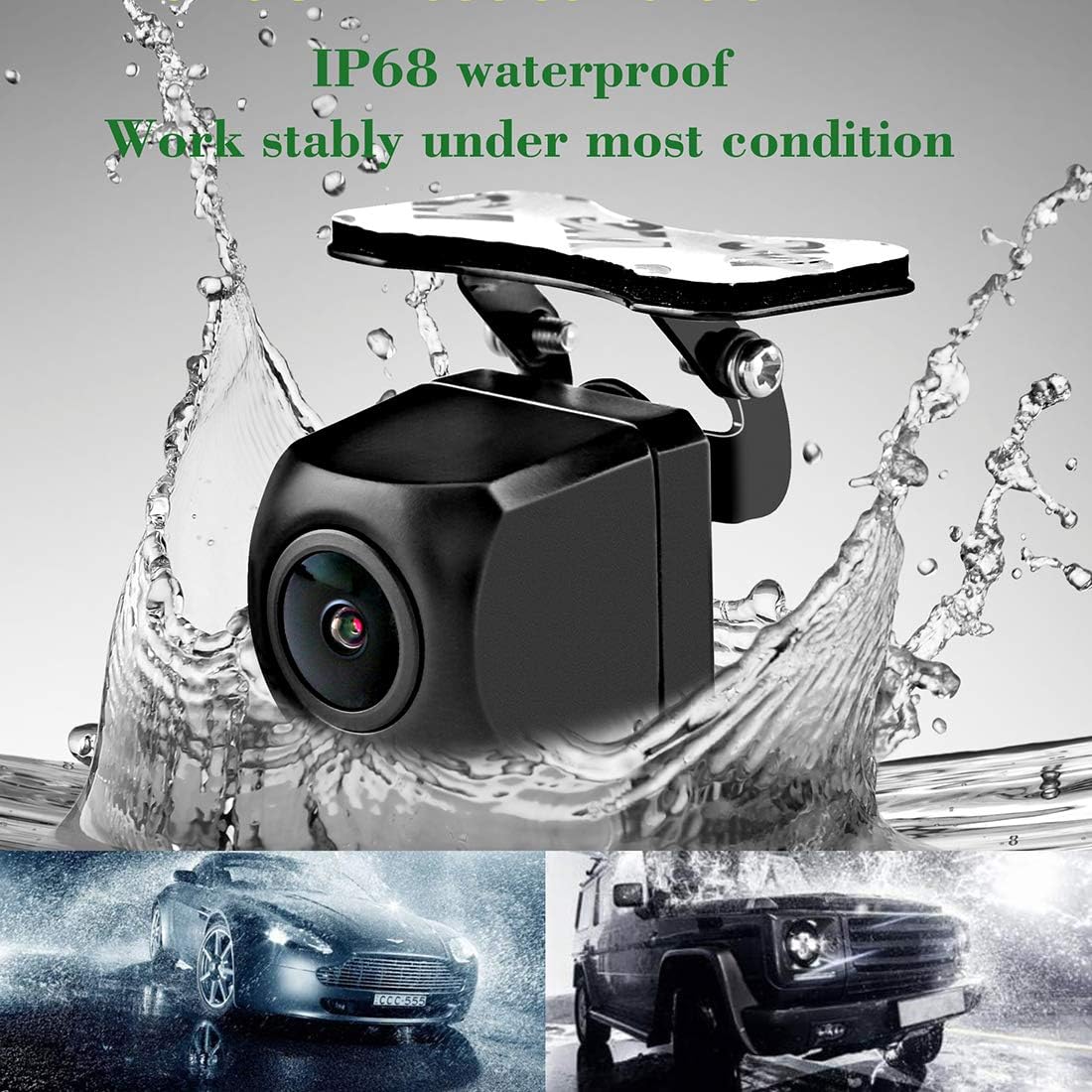 License Plate Backup Camera with Dynamic Moving Guide Line, Waterproof Night Vision Rear View Camera Pack of 2 A662517