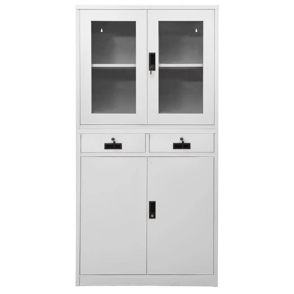 Light Gray 2 Drawer Steel and Glass Door File Storage Cabinet Z590504