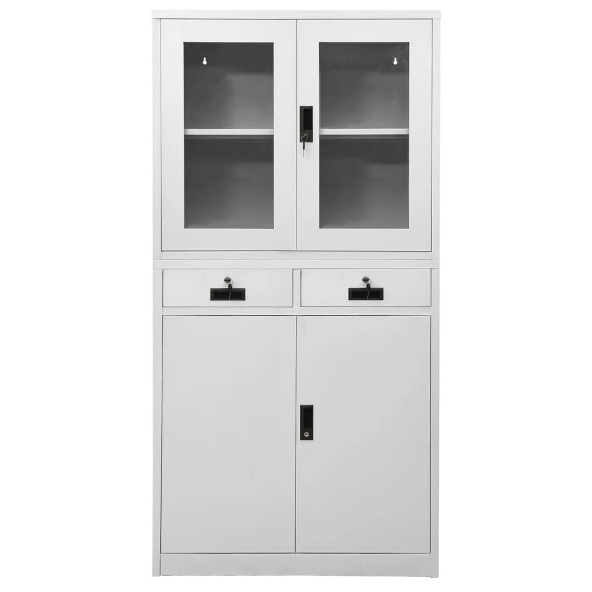 Light Gray 2 Drawer Steel and Glass Door File Storage Cabinet Z590504