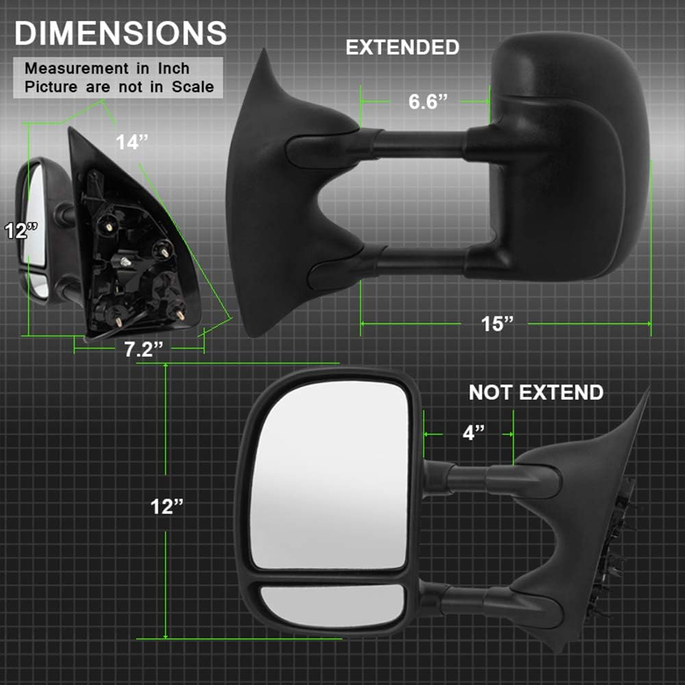 Telescoping Power Heat Side Towing Mirror Driver Passenger For Ford F250 F550 SuperDuty Excursion K254