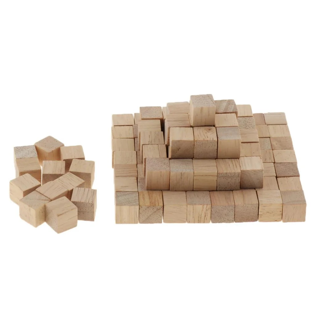 400pcs Natural Wooden Building Blocks Cubes Set J46901