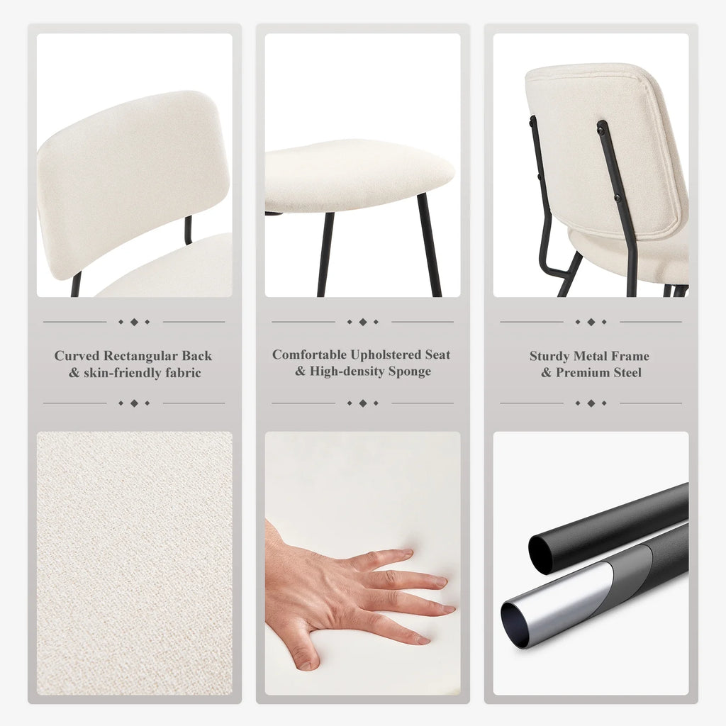 Cream Fabric Upholstered Dining Chairs Set of 6 C243