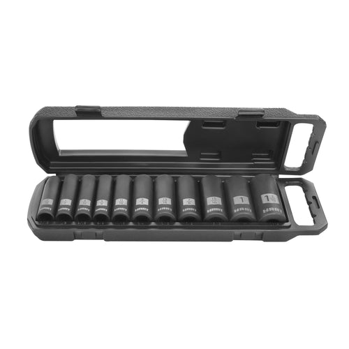 1/2-inch Drive 90-Tooth Ratchet and 11-Piece SAE Impact Socket Set Chrome Vanadium P47386