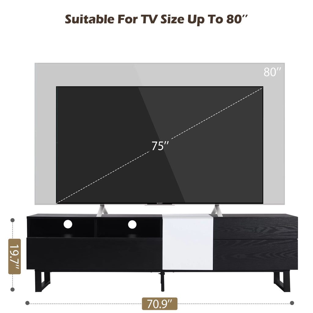 Mid-Century Modern TV Stand Up to 80" with Storage Cabinet L165