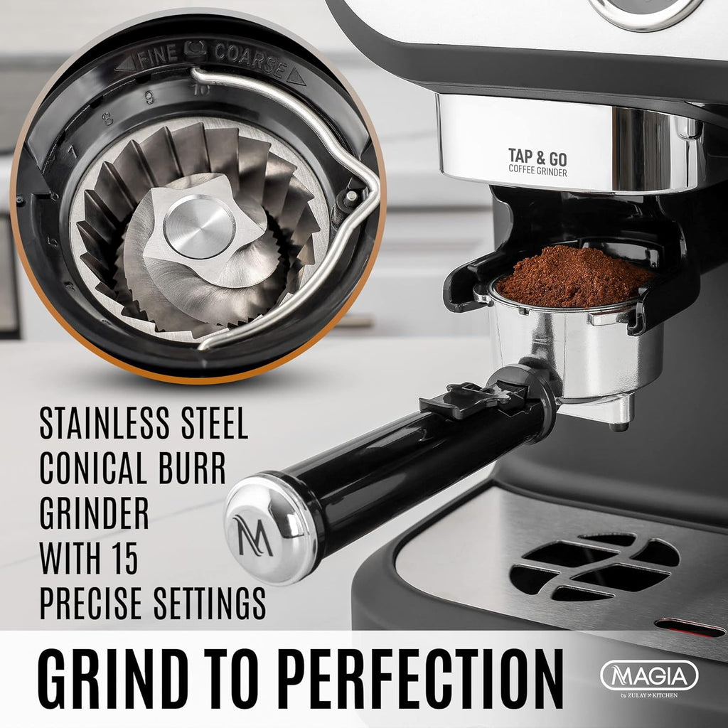 Manual Espresso Machine with Grinder and Milk Frother A8667