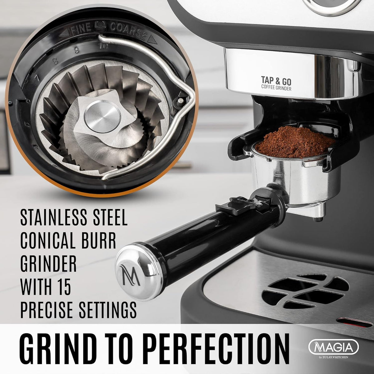Manual Espresso Machine with Grinder and Milk Frother A8667
