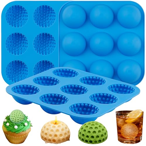 9-Cavity 3D Golf Ball Silicone Molds with Lid F158120