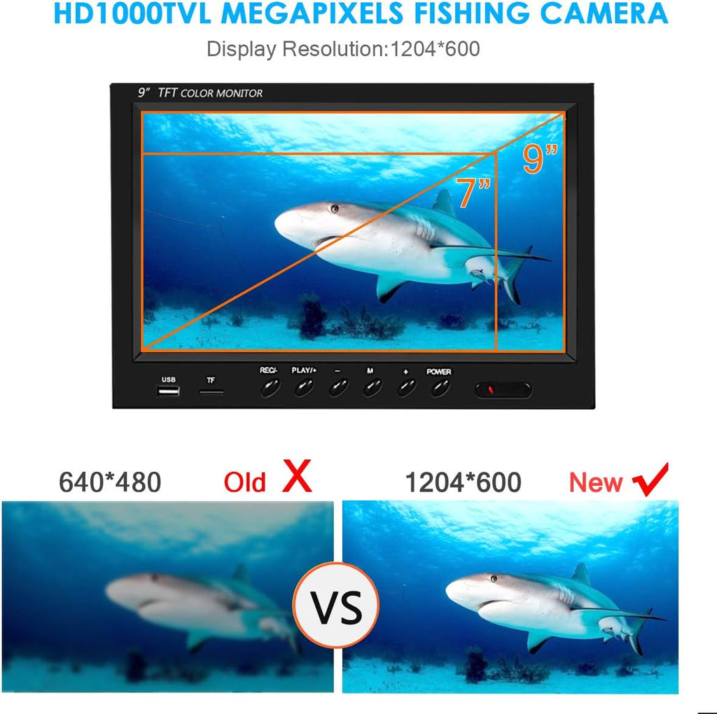 Underwater Fishing Camera with DVR 9 inch Color Monitor HD 1000TVL 30m Cable H2549
