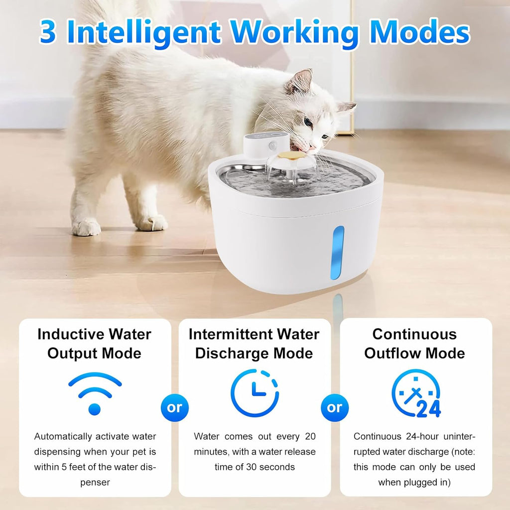 2.6L Automatic Stainless Steel Pet Water Dispenser with 6 Filters M921
