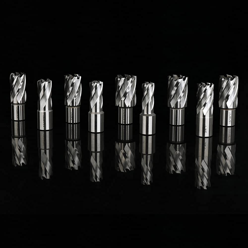 13pcs Annular Cutter Set, 1'' Cutting Depth, 3/4'' Weldon Shank, HSS Mag Drill Bits Kit with 2 pcs Pilot Pin S13461