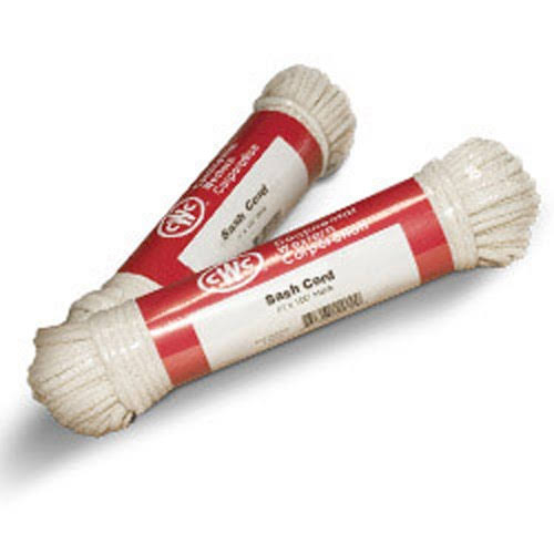 Glazed Sash Cord, Size #6, 3/16' x 100 ft., White, Pack of 12 Hanks Q65136