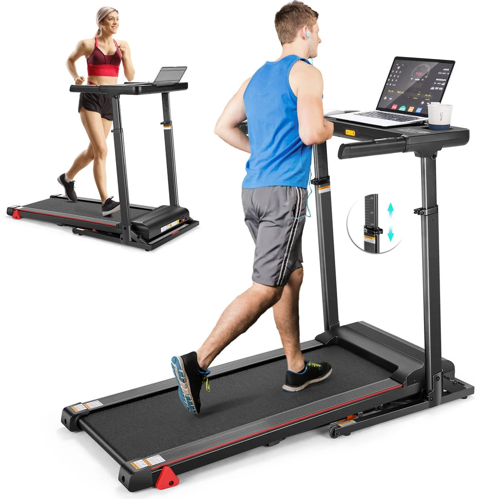 Incline Treadmill with Desk Workstation, 7.5MPH Portable Walking Pad, Black Y901