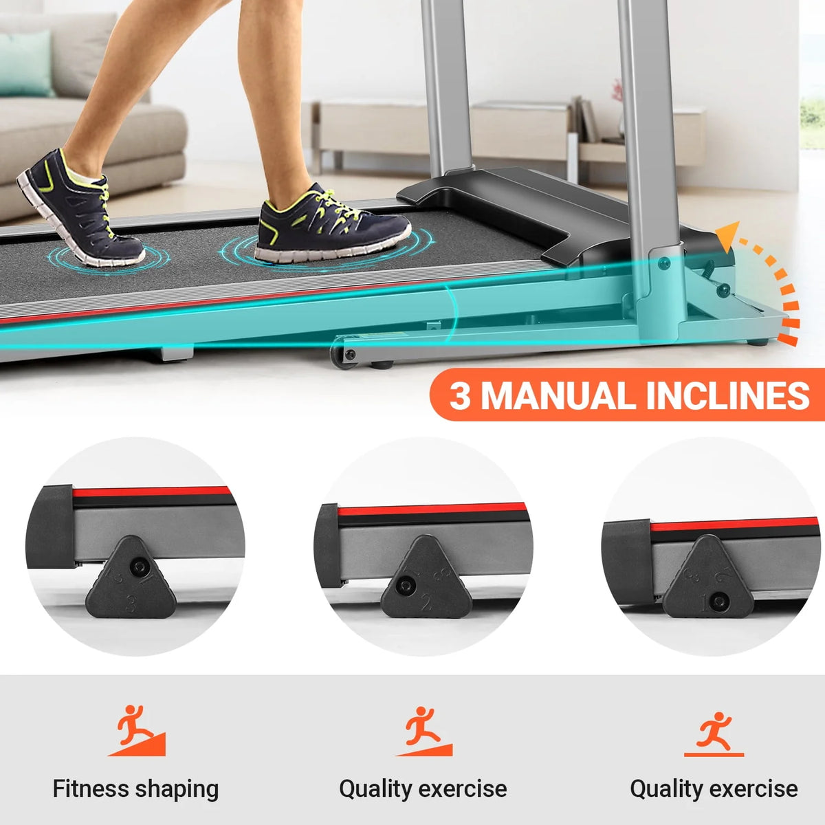 Incline Treadmill with Desk Workstation, 7.5MPH Portable Walking Pad, Black Y901