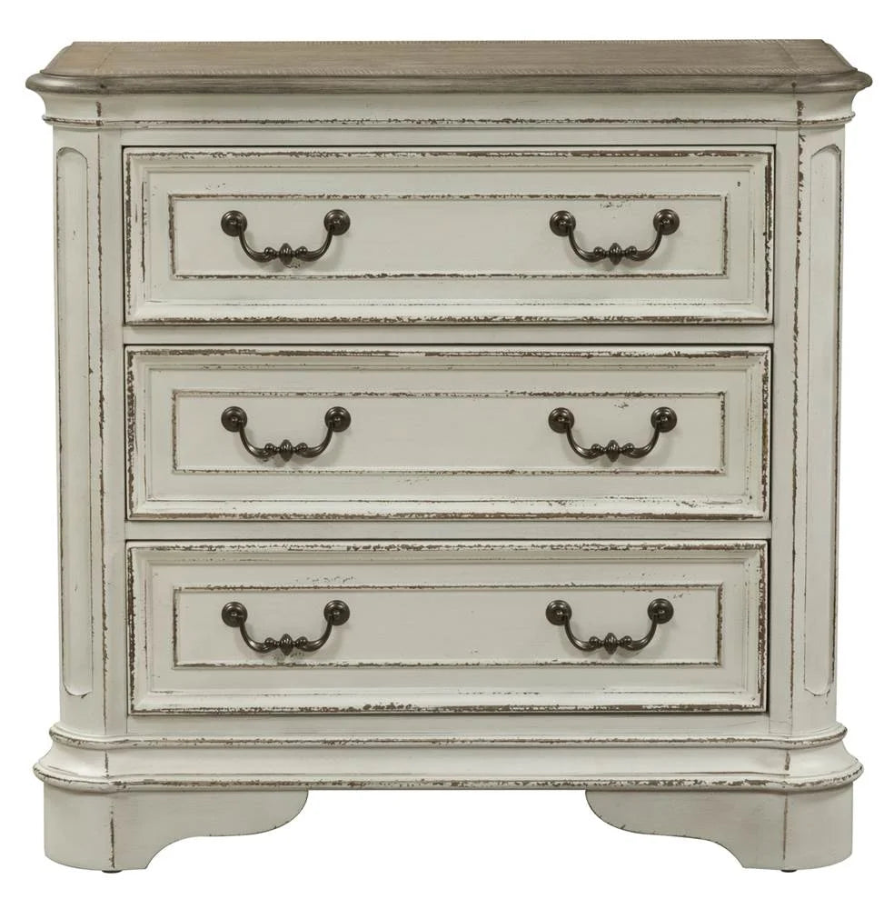 White 3 Drawer Bedside Chest with Charging Station Y86437