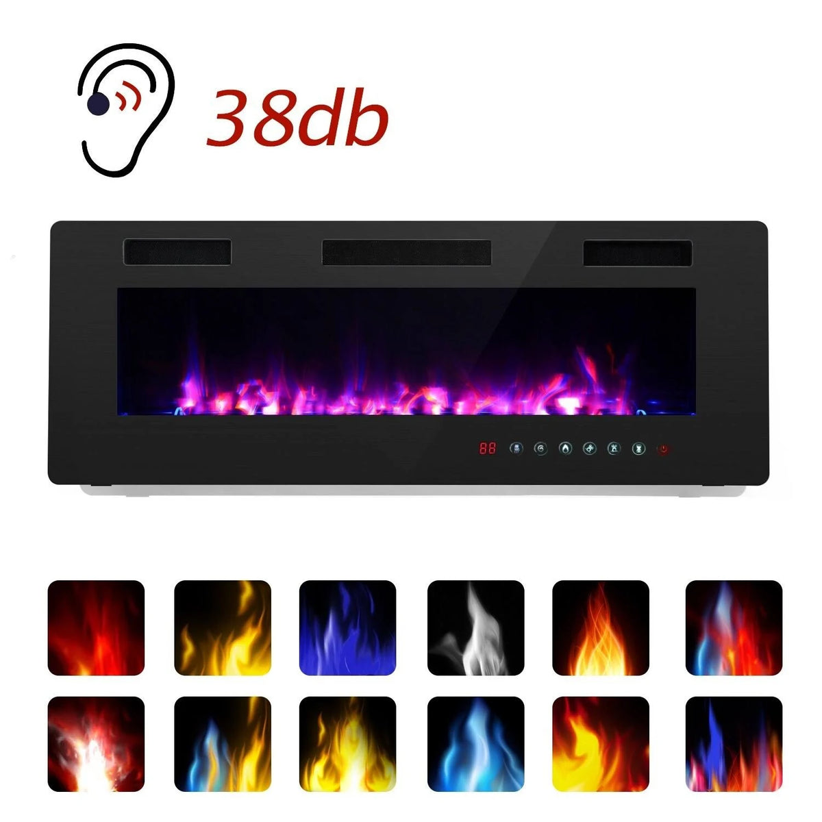 42-Inch Wall-Mounted Electric Fireplace Insert, Black Y3421