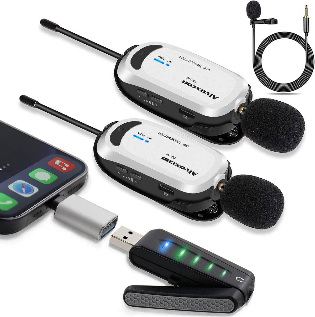 Wireless USB Dual Lavalier Microphone System with Monitor Jack P3132