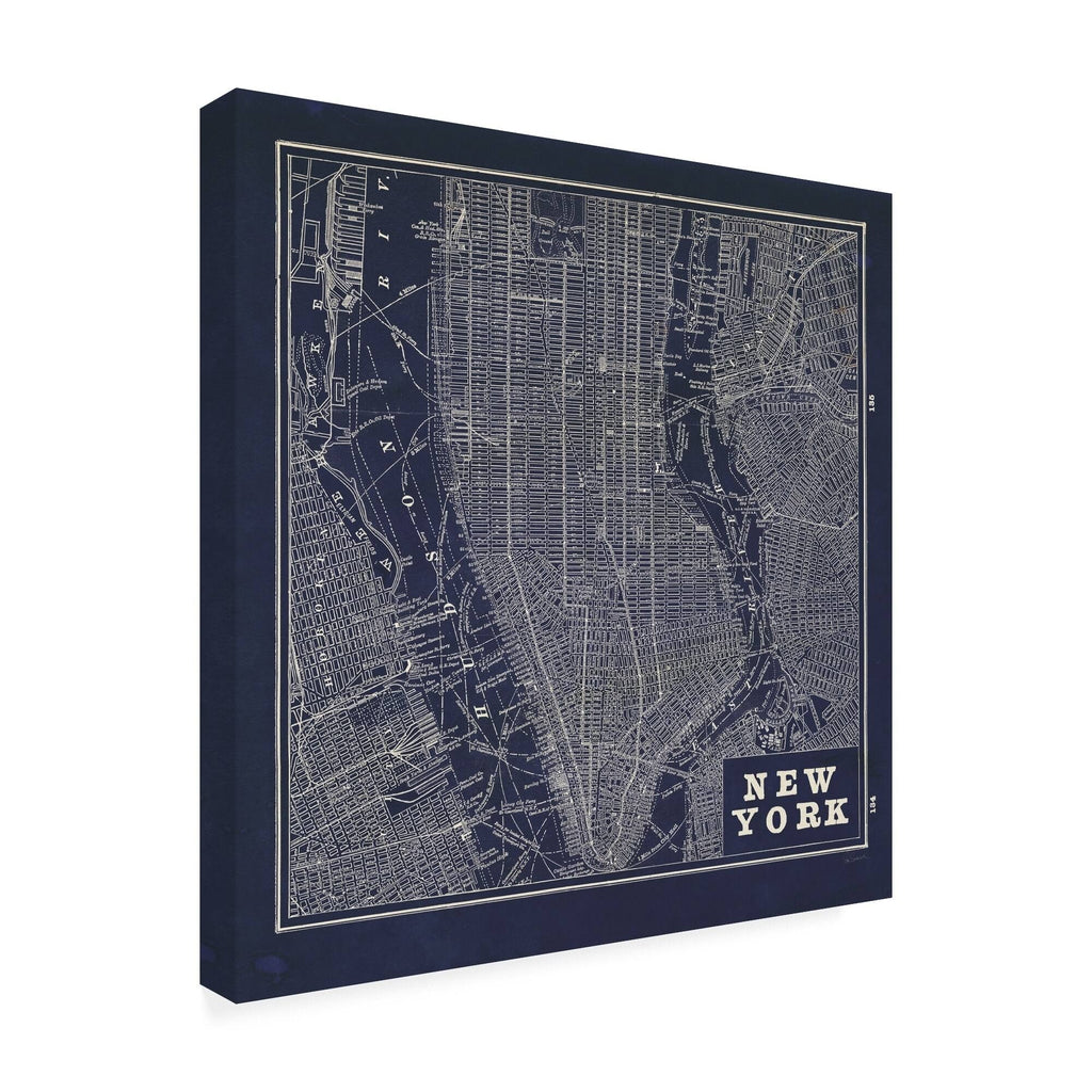 Blueprint Map New York Square 24x24 Canvas Art O7198