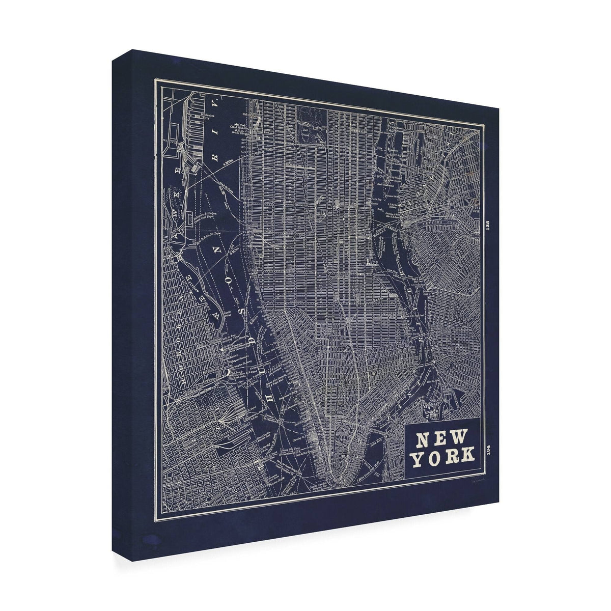 Blueprint Map New York Square 24x24 Canvas Art O7198