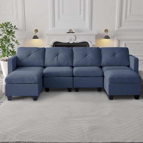 Modular Sectional Sofa, Boucle Fabric U Shaped Couch with Storage, 6 Seat D1760