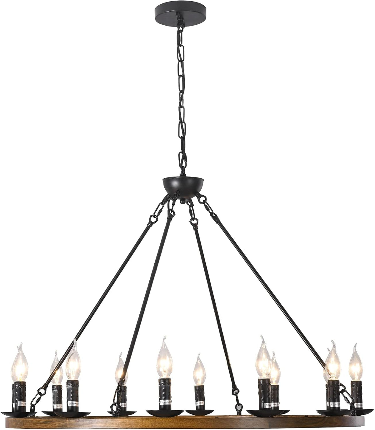 12-Lights Farmhouse Wagon Wheel Chandelier U6136