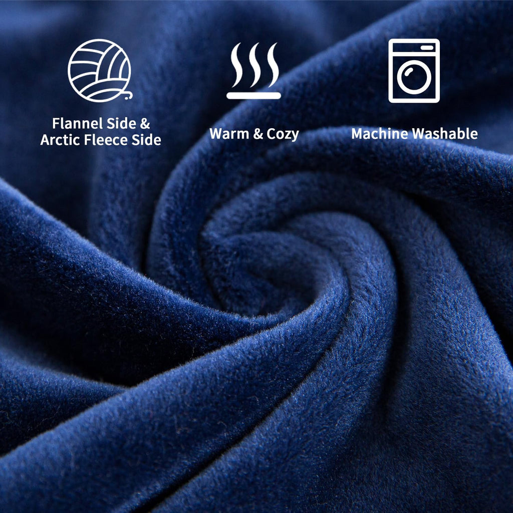 Blue 50" x 60" Flannel Electric Heated Blanket with Hand Controller D99389