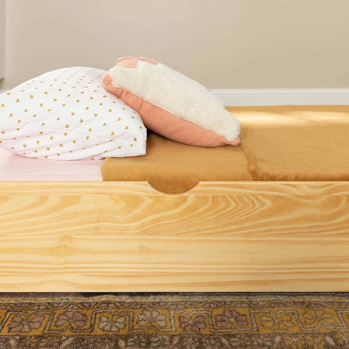 Twin Solid Wood Trundle Bed Natural X4987