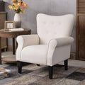 Cream 100% Linen Tufted Wingback Chair C27929