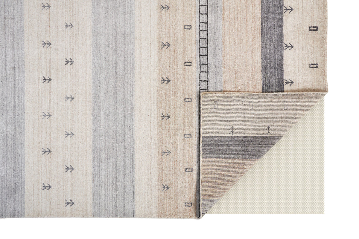 Ivory Tan Gray Handmade Area Rug U7831
